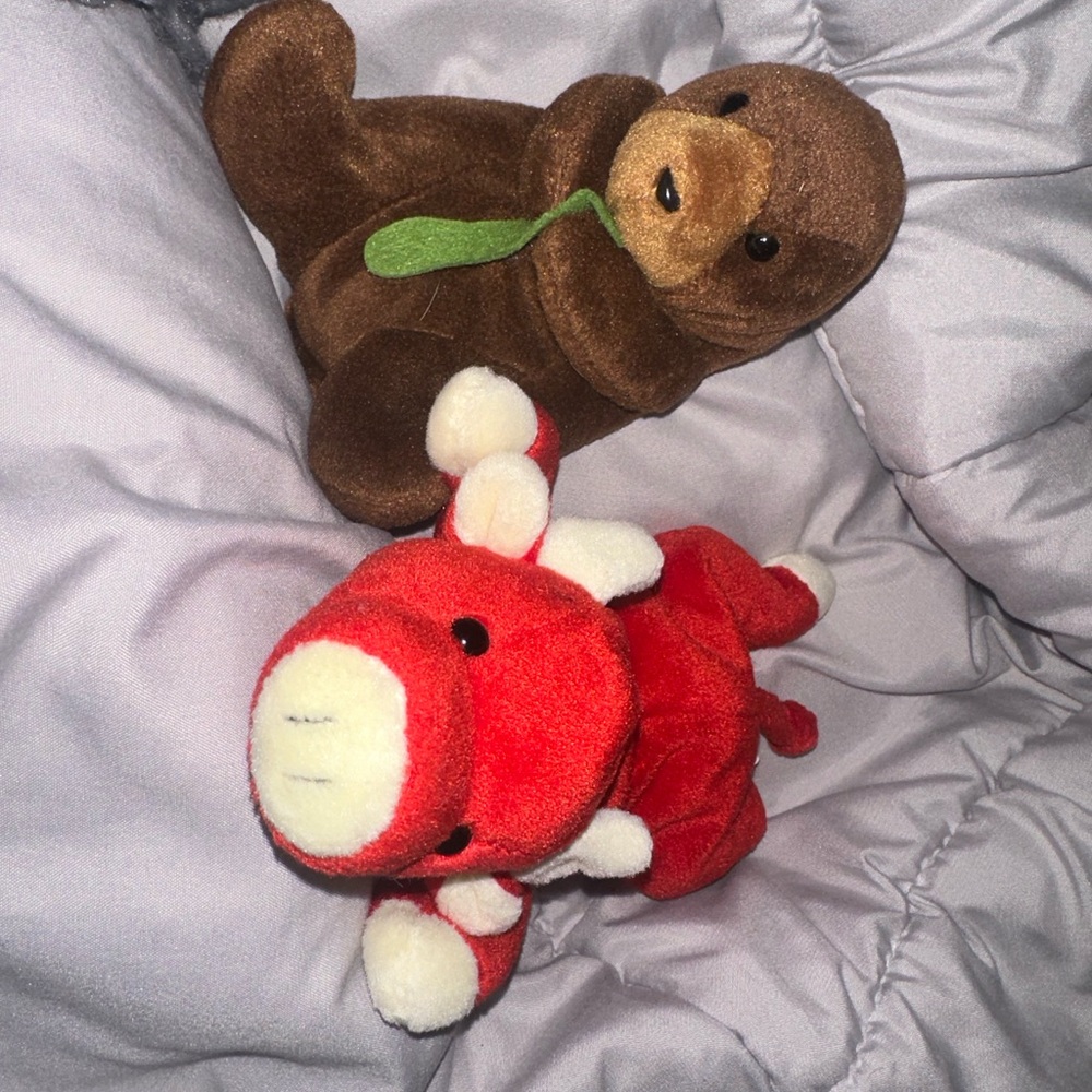 snort & seaweed the sea otter beanie baby bundle